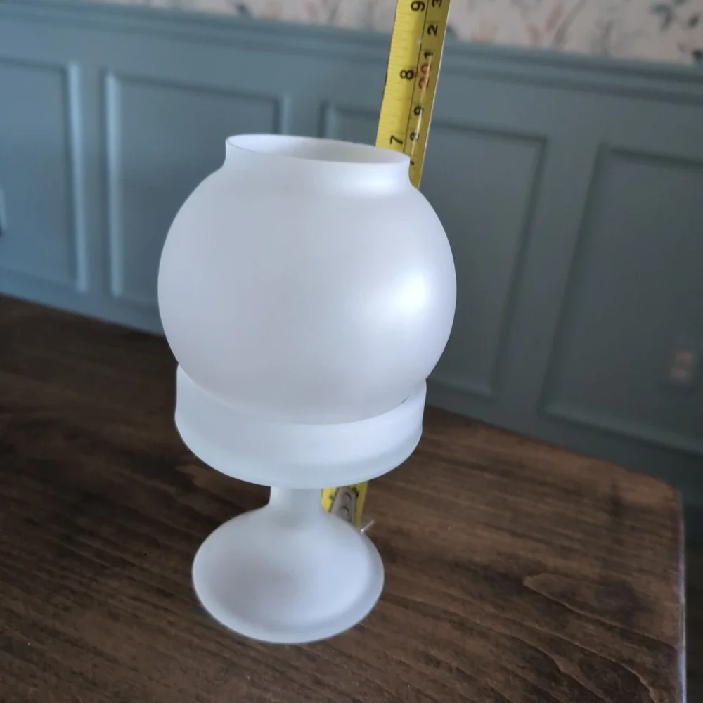 Vintage LE Smith Frosted Fairy Lamp Satin Glass Candle Holder MCM Cottagecore